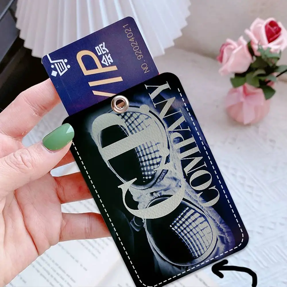 CP-Fashion Company 1Pc Access Card Case Leather Card Holder Keychain Key Ring Door Access Tags ID Card Case Keychain