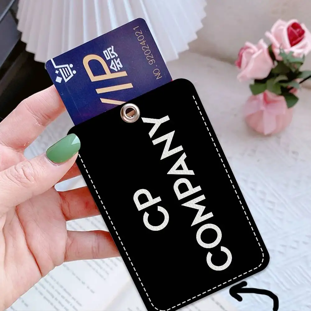 CP-Fashion Company 1Pc Access Card Case Leather Card Holder Keychain Key Ring Door Access Tags ID Card Case Keychain