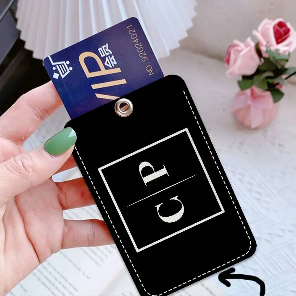 CP-Fashion Company 1Pc Access Card Case Leather Card Holder Keychain Key Ring Door Access Tags ID Card Case Keychain