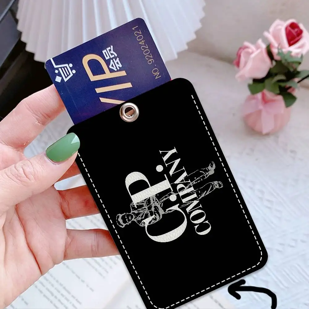 CP-Fashion Company 1Pc Access Card Case Leather Card Holder Keychain Key Ring Door Access Tags ID Card Case Keychain