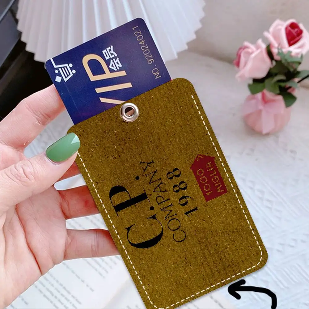 CP-Fashion Company 1Pc Access Card Case Leather Card Holder Keychain Key Ring Door Access Tags ID Card Case Keychain