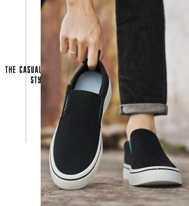 ​Men's Canvas Sneakers Casual Slip-On Vulcanized Lightweight Flat Shoes Affordable
