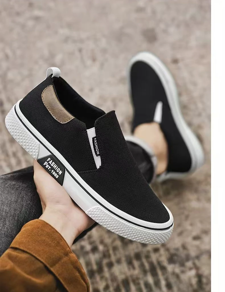 ​Men's Canvas Sneakers Casual Slip-On Vulcanized Lightweight Flat Shoes Affordable