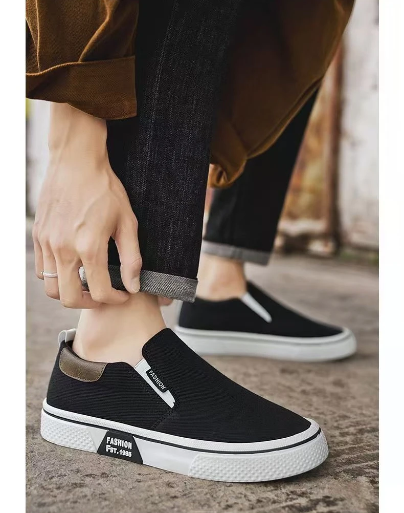 ​Men's Canvas Sneakers Casual Slip-On Vulcanized Lightweight Flat Shoes Affordable