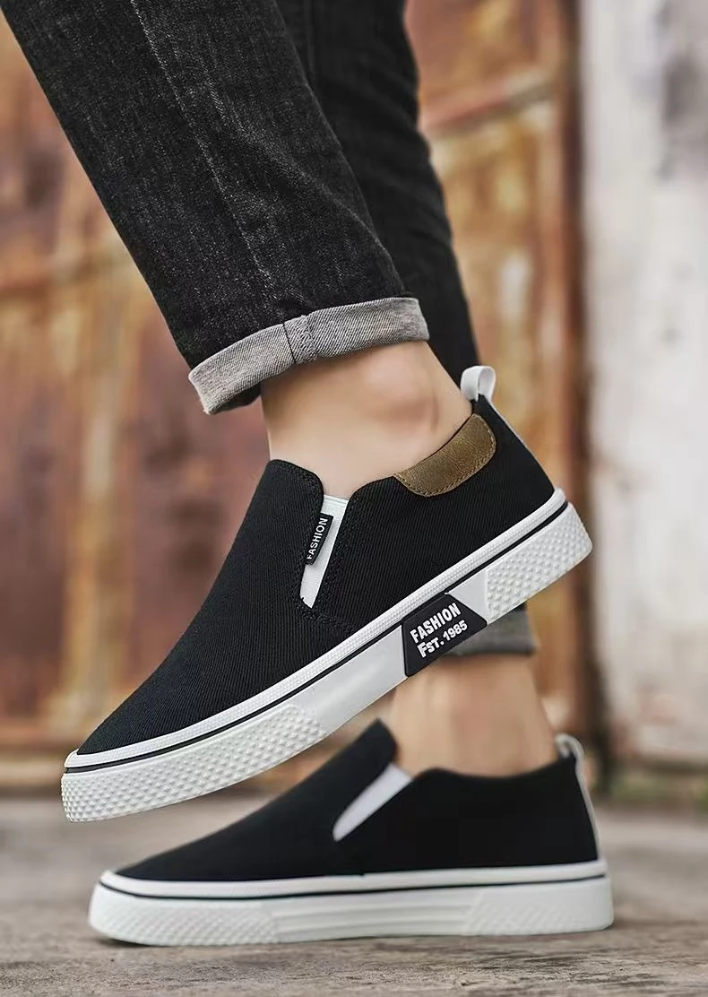 ​Men's Canvas Sneakers Casual Slip-On Vulcanized Lightweight Flat Shoes Affordable