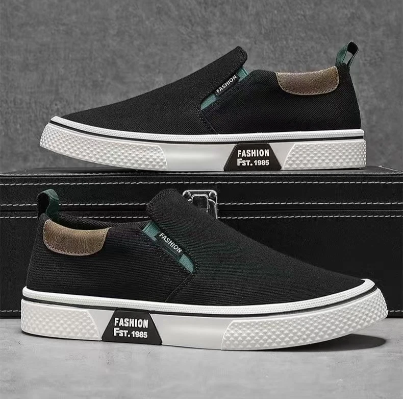 ​Men's Canvas Sneakers Casual Slip-On Vulcanized Lightweight Flat Shoes Affordable