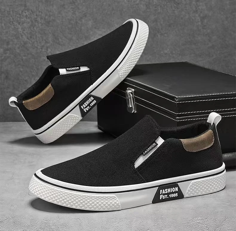 ​Men's Canvas Sneakers Casual Slip-On Vulcanized Lightweight Flat Shoes Affordable