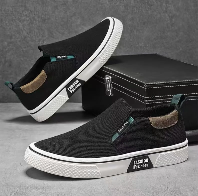 ​Men's Canvas Sneakers Casual Slip-On Vulcanized Lightweight Flat Shoes Affordable