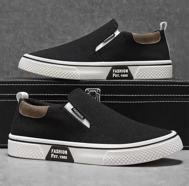 ​Men's Canvas Sneakers Casual Slip-On Vulcanized Lightweight Flat Shoes Affordable