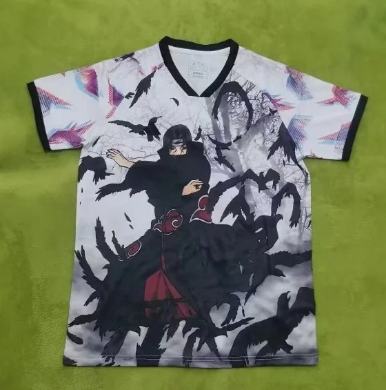 Naruto Itachi Akatsuki Tee for Men Women, Sharingan Crow Anime Graphic Ringer T-Shirt, Casual Streetwear Fan Gift Top