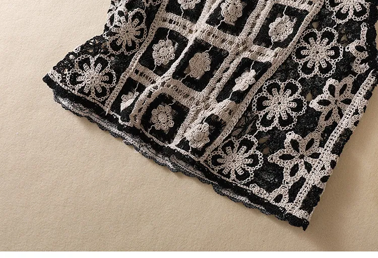 Granny Square Crochet Knit Blouse Tip Up Floral Lace Vest Women Openwork Knitted Sleeveless Waistcoat Summer Boho Beach Cover Up
