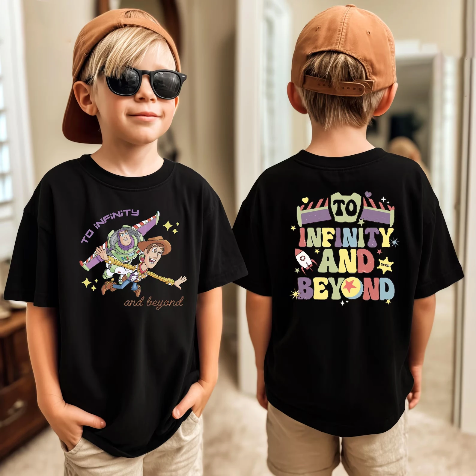 Buzz T-Shirt, "To Infinity and Beyond" Double-Sided Print, 2026 Summer Cotton Short Sleeve for Boys Girls Vacation
