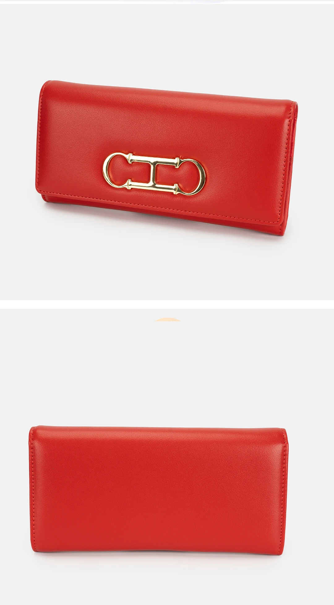 CH Womens Long Wallet Premium Leather Gold Metal Logo Large Capacity Multi Card Slots Daily Commuter Ladies Clutch Purse