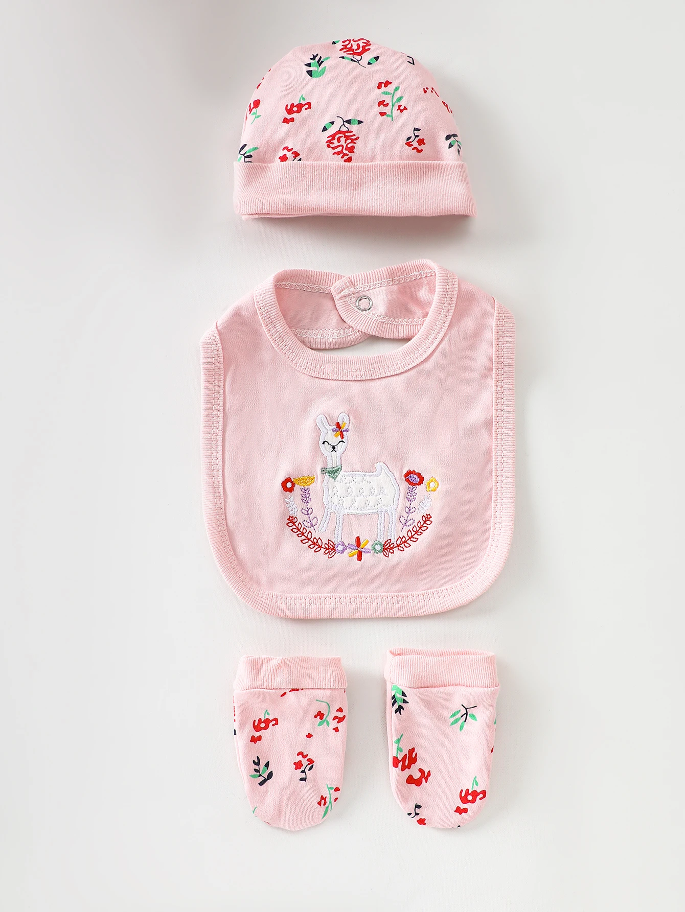 8-Piece Newborn Baby Romper Set, Soft and Breathable with Cute Pink Deer Pattern, Suitable for Babies Aged 0-9 Months.