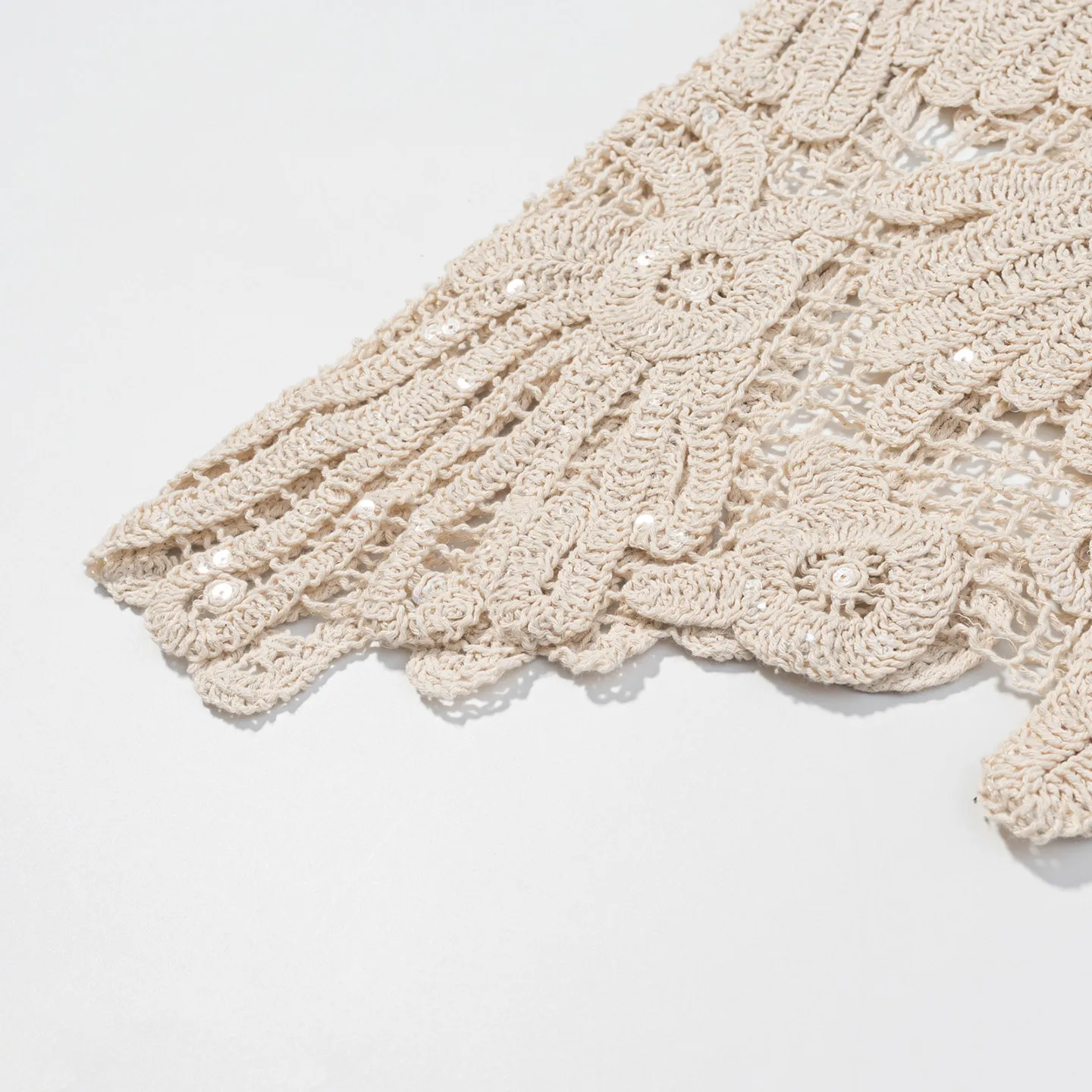 Sequin Crochet Lace Tank Top for Women Sleeveless Paisley Embroidered Hollow-out Open Knitted Blouse Summer Beach Boho Cover-up