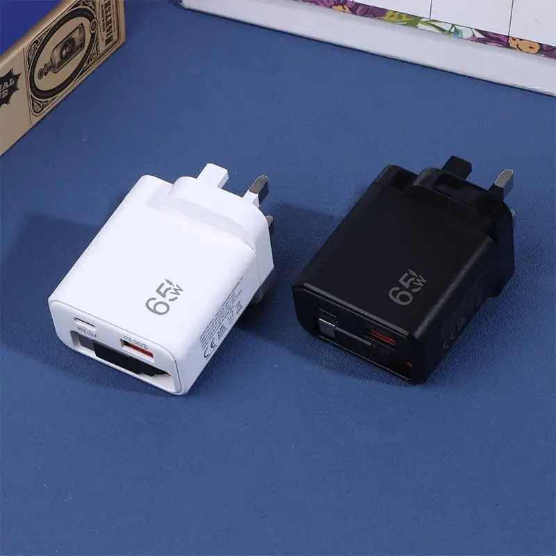 65W GaN Super Fast Charger Type C EU US UK Plug Retractable USB C Cable For iPhone15 16 17 Pro Xiaomi Samsung POCO Huawei Realme