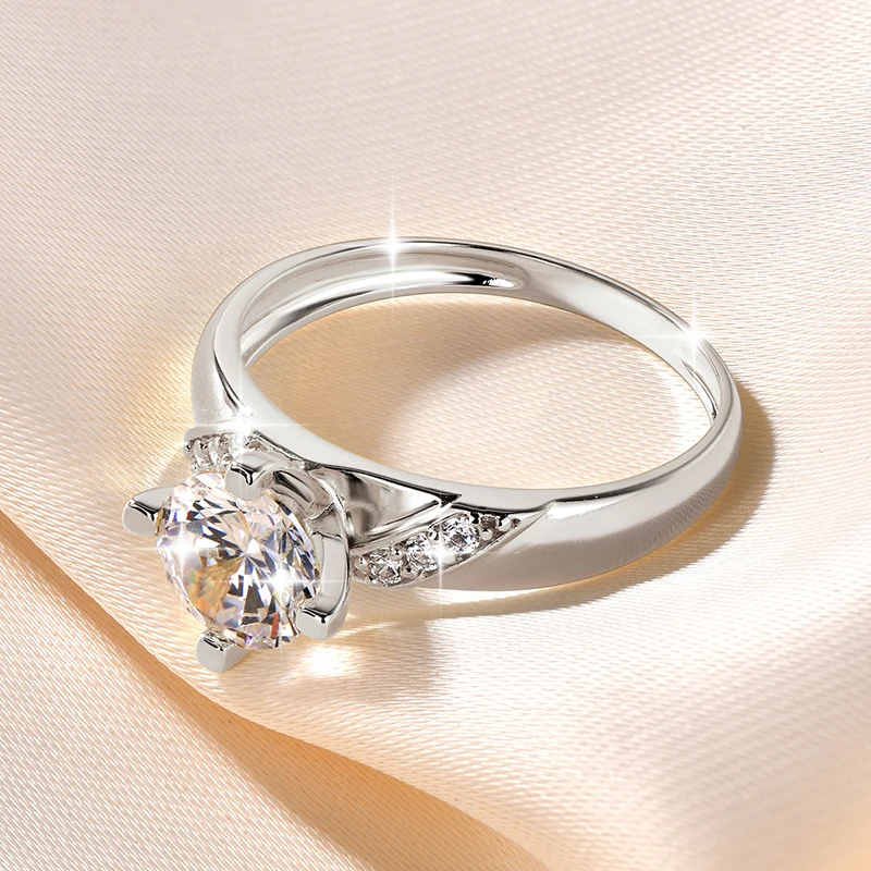 14K Gold Plated CZ Lab Diamond Promise Anniversary Ring 7mm Round Cut Cubic Zirconia Wedding Engagement Rings for Women