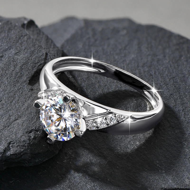 14K Gold Plated CZ Lab Diamond Promise Anniversary Ring 7mm Round Cut Cubic Zirconia Wedding Engagement Rings for Women