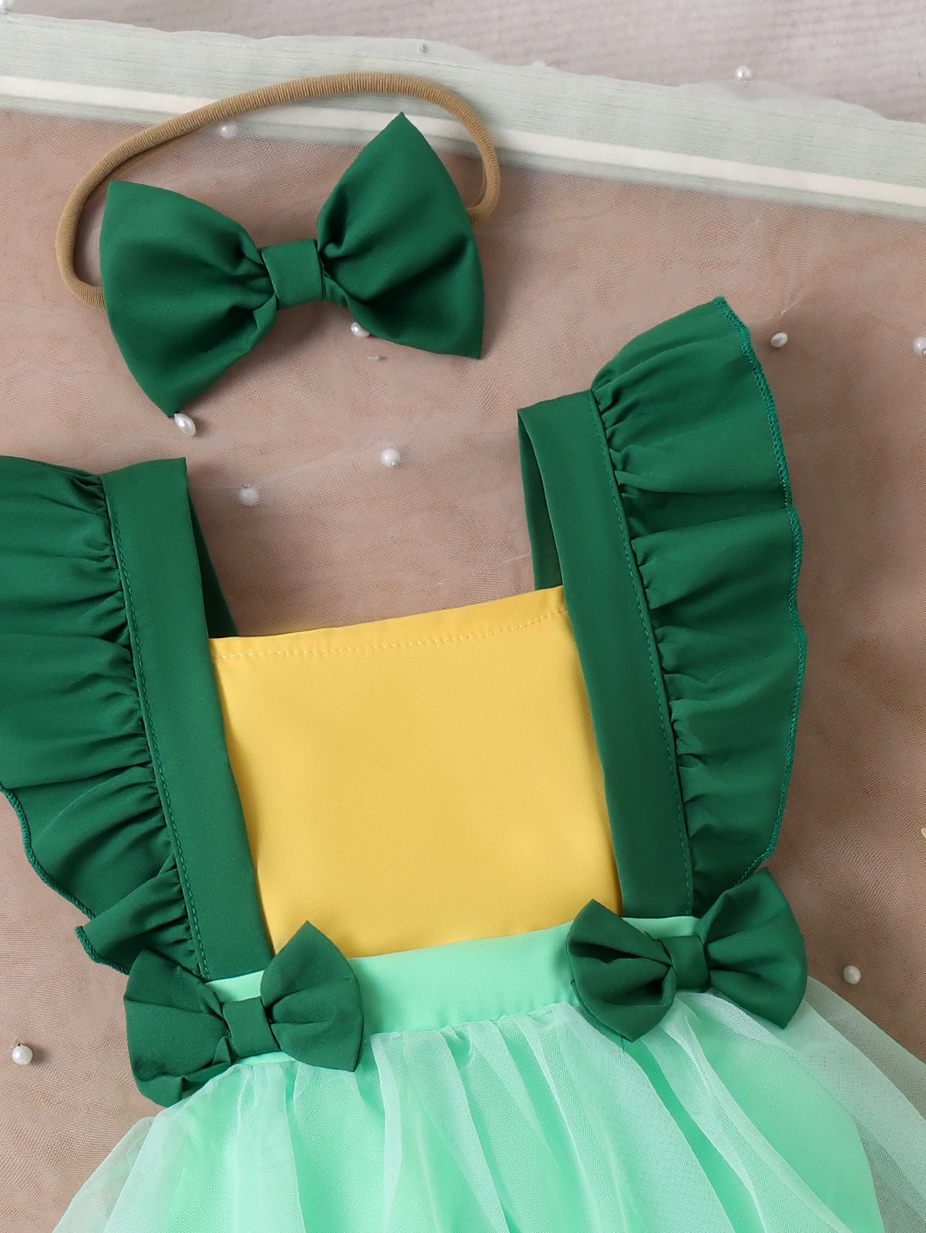 2pcs Summer New Style Sweet and Cute Girl Baby 0-1 Years Old One-Piece Mesh Dress