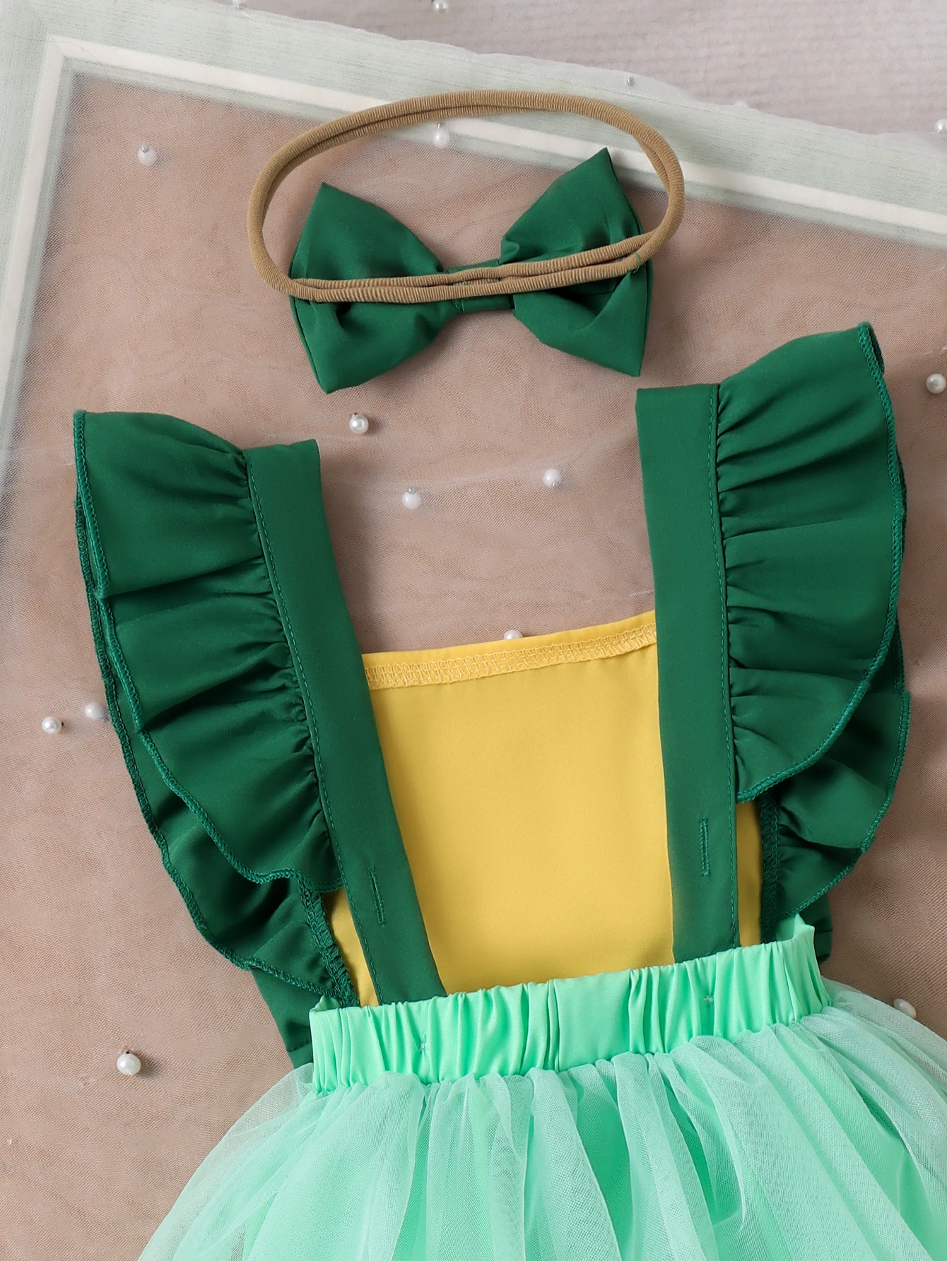 2pcs Summer New Style Sweet and Cute Girl Baby 0-1 Years Old One-Piece Mesh Dress
