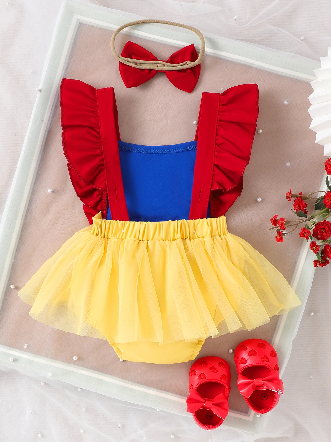 2pcs Summer New Style Sweet and Cute Girl Baby 0-1 Years Old One-Piece Mesh Dress