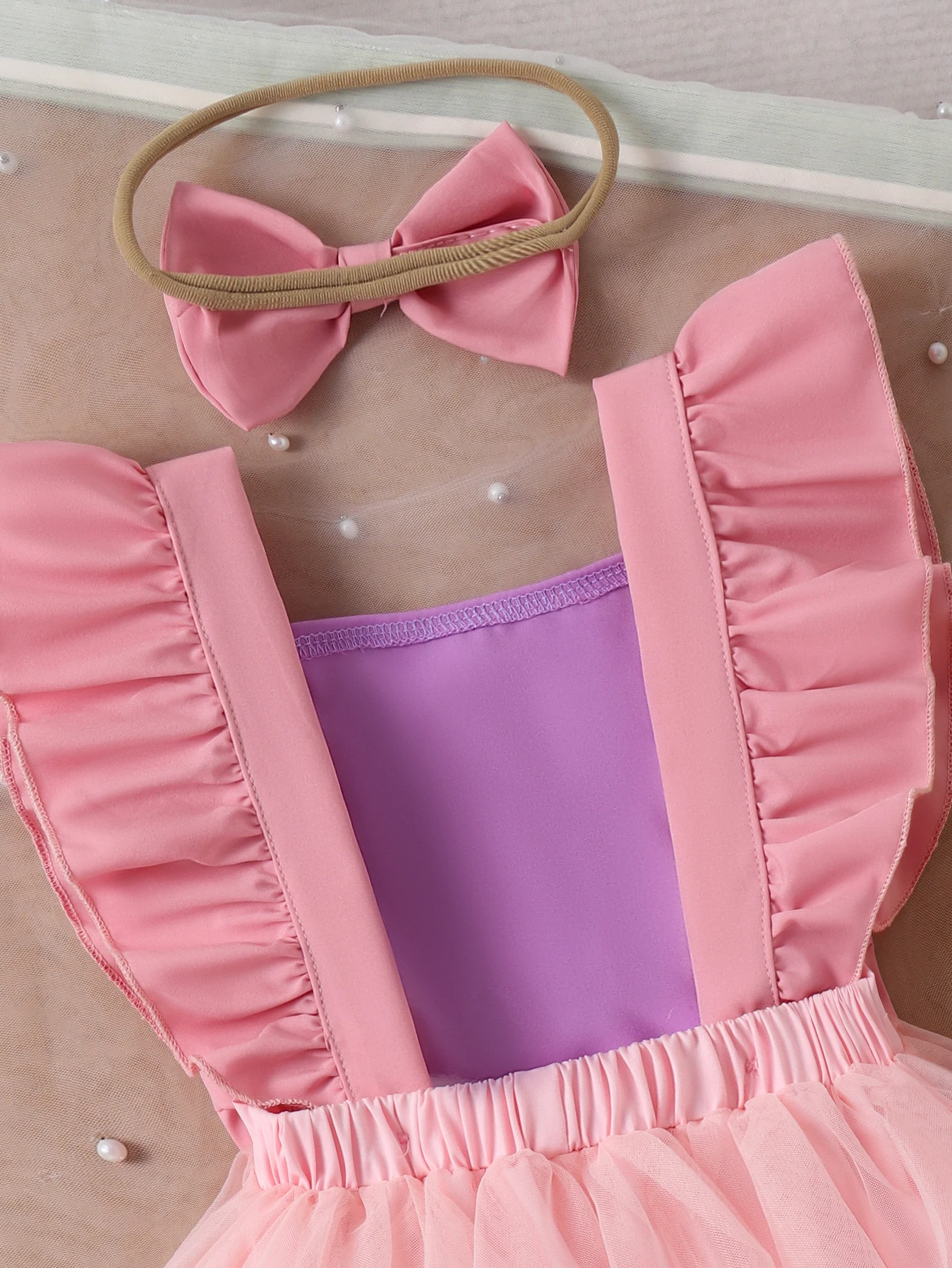 2pcs Summer New Style Sweet and Cute Girl Baby 0-1 Years Old One-Piece Mesh Dress