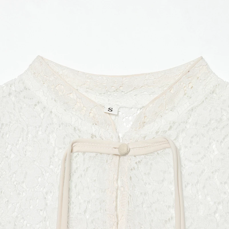 Women's Lace Tops Summer White Sheer Sleeveless Stand Collar Vest For Women See Through Slim Fit Tanks 2026 Elegant Women's Tops
