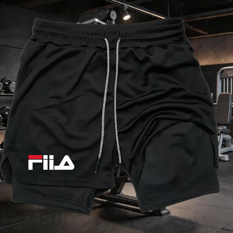 Summer men's 2-in-1 sports shorts breathable and casual quick drying double-layer shorts summer running sports underwear M-3XL