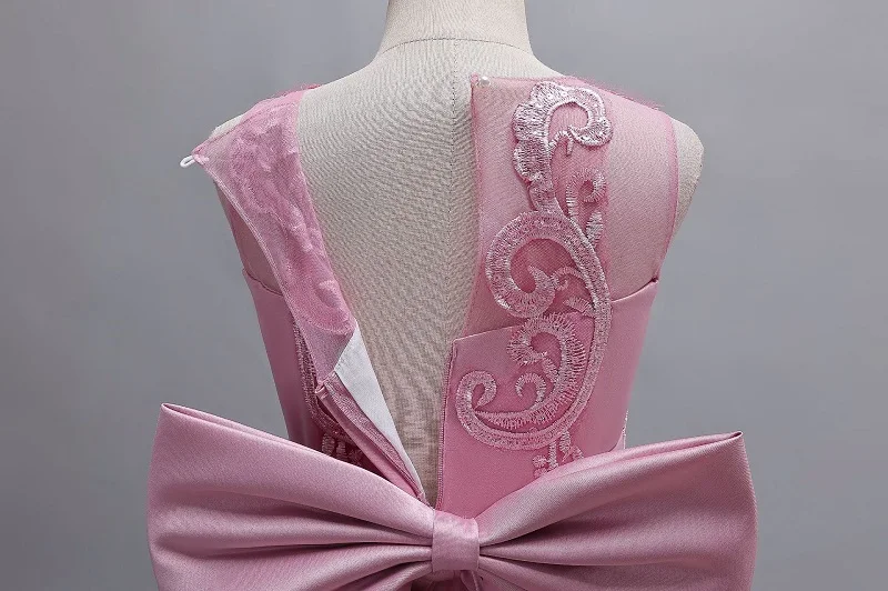 3-12 Year Old Children's Dress Embroidered Bow Lace Wedding Dress Girl Princess Dress for Birthday Party Evening Dress