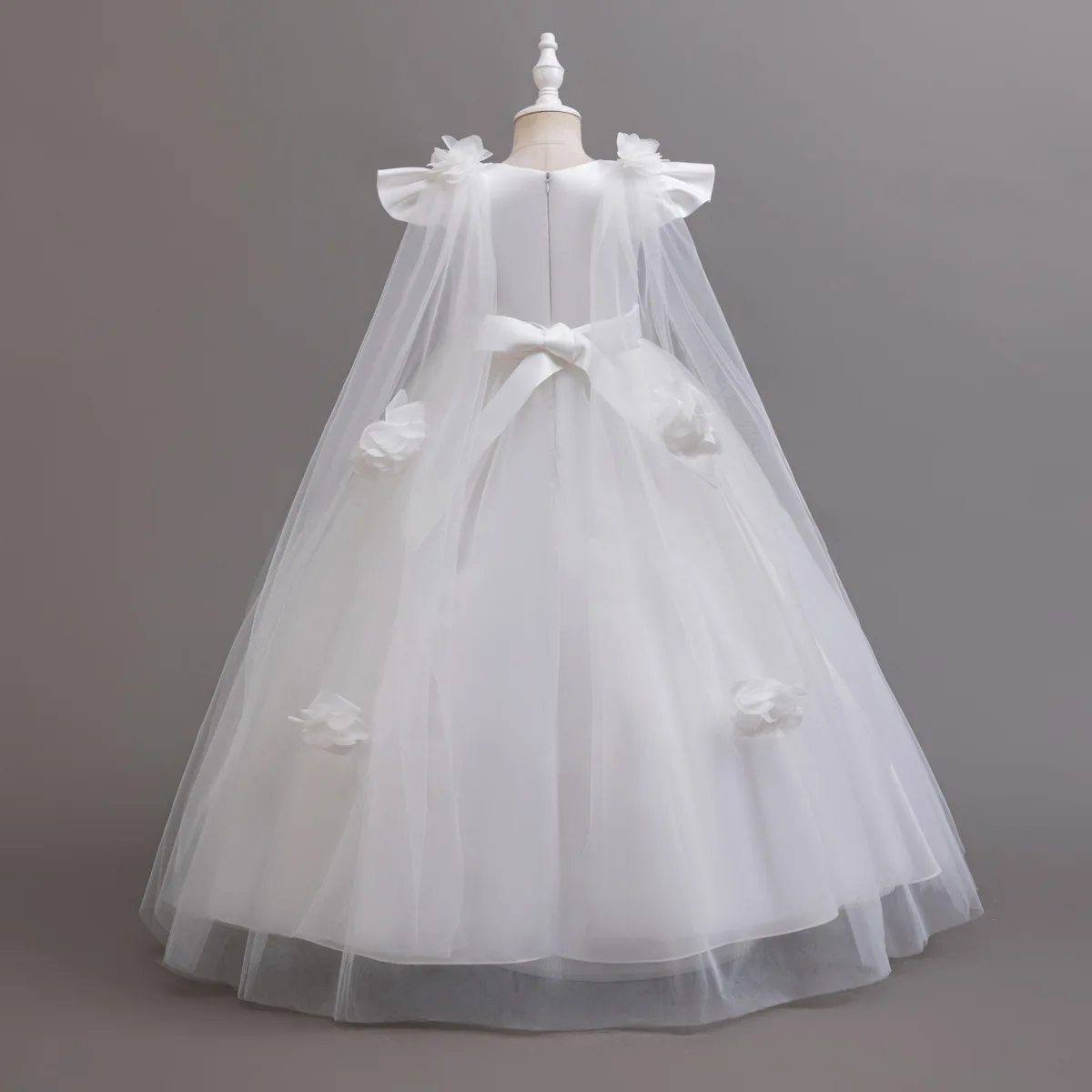 3-12 Year Old Children's Dress Embroidered Bow Lace Wedding Dress Girl Princess Dress for Birthday Party Evening Dress