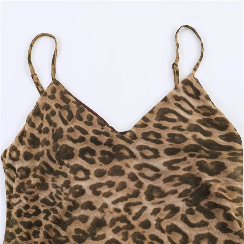 Women's Dress 2026 Summer New Leopard Print Spaghetti Strap A-Line Midi Dress Sexy Fashion Wild Individual Style