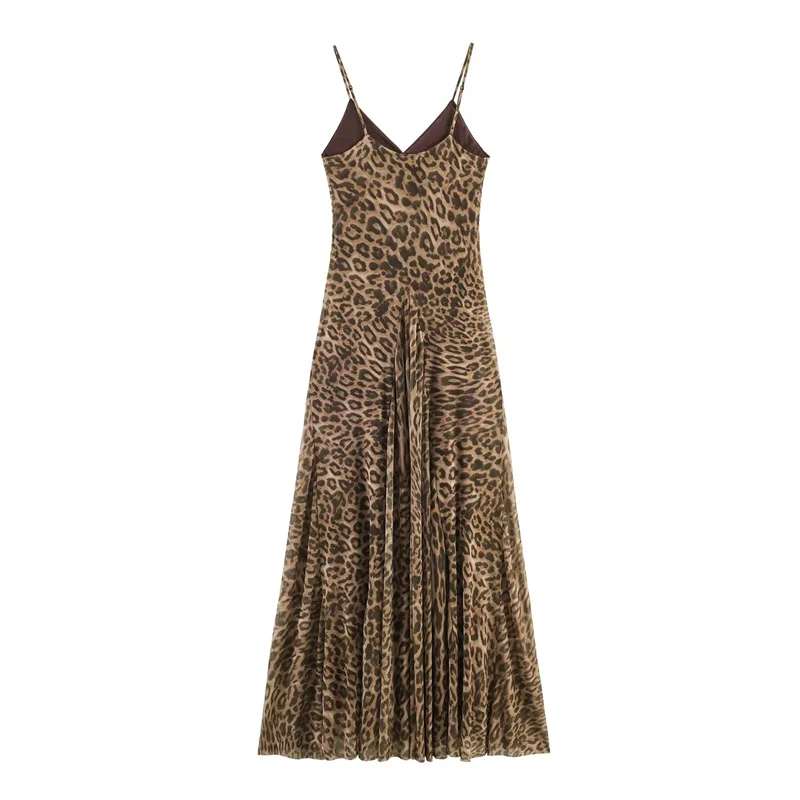 Women's Dress 2026 Summer New Leopard Print Spaghetti Strap A-Line Midi Dress Sexy Fashion Wild Individual Style