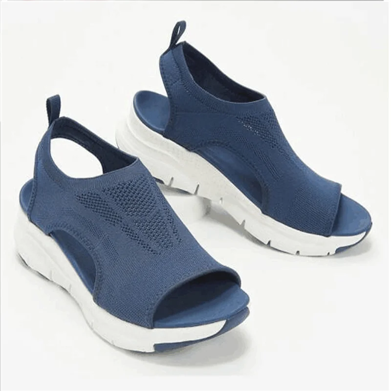 New knitted peep-toe sandals, casual and fashionable sandals, plus-size trainers