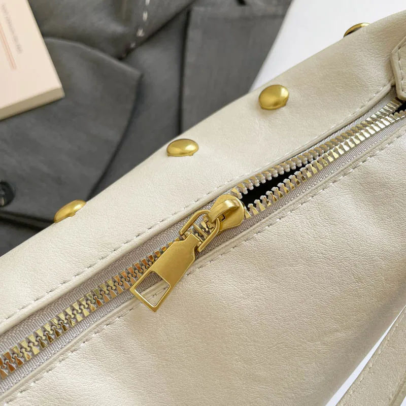 Fashion Retro Punk Women Hobo Bag,Black Leather-Look Shoulder Bag With Gold Studs, Large Capacity Daily Travel Crossbody Handbag