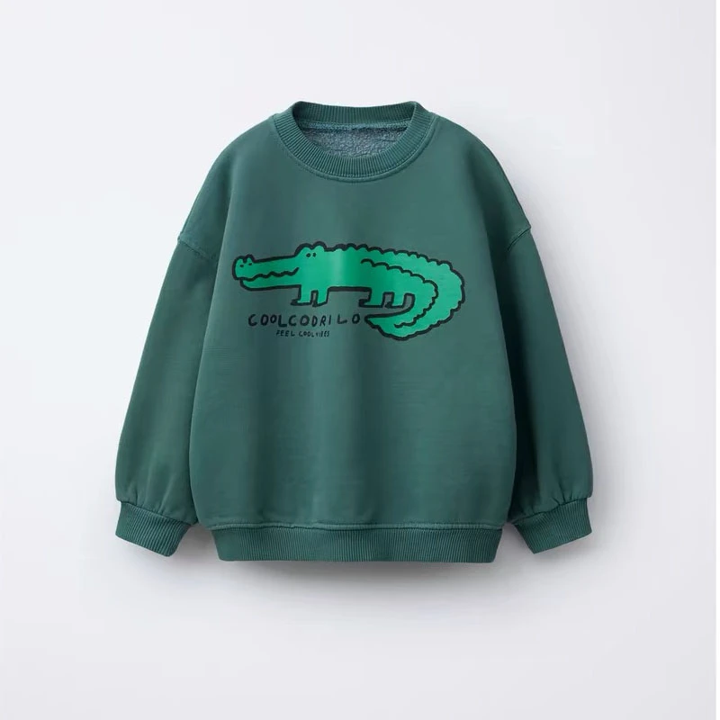 Black Sweatshirt Children Autumn Clothes Long-sleeved Tops Outer Wear New Design Cute Printed Hoodies Toddler Casual Sports Wear