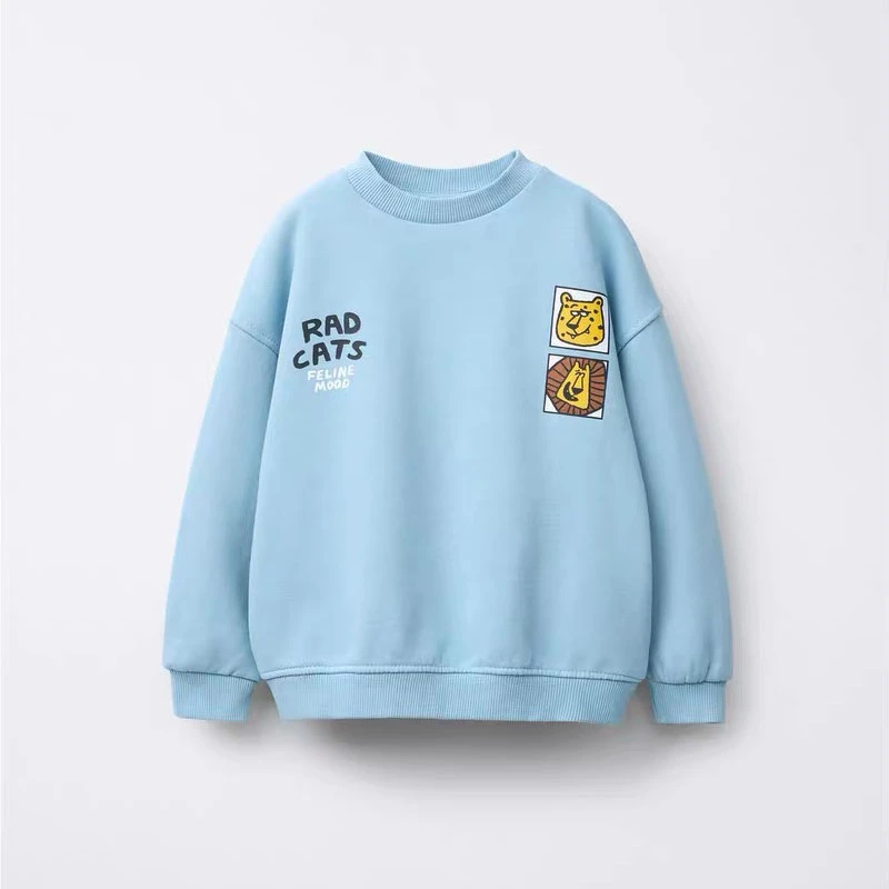Black Sweatshirt Children Autumn Clothes Long-sleeved Tops Outer Wear New Design Cute Printed Hoodies Toddler Casual Sports Wear