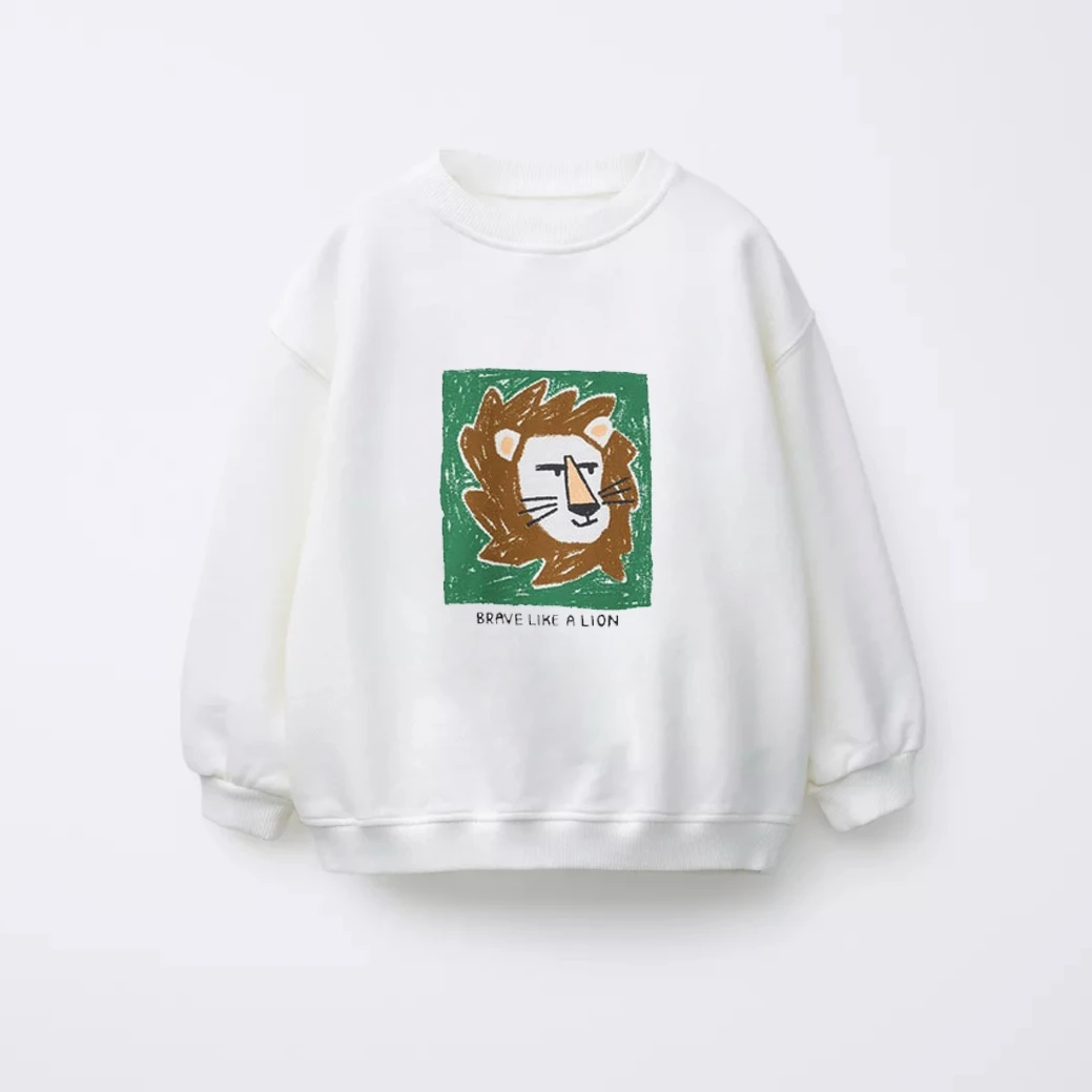 Black Sweatshirt Children Autumn Clothes Long-sleeved Tops Outer Wear New Design Cute Printed Hoodies Toddler Casual Sports Wear