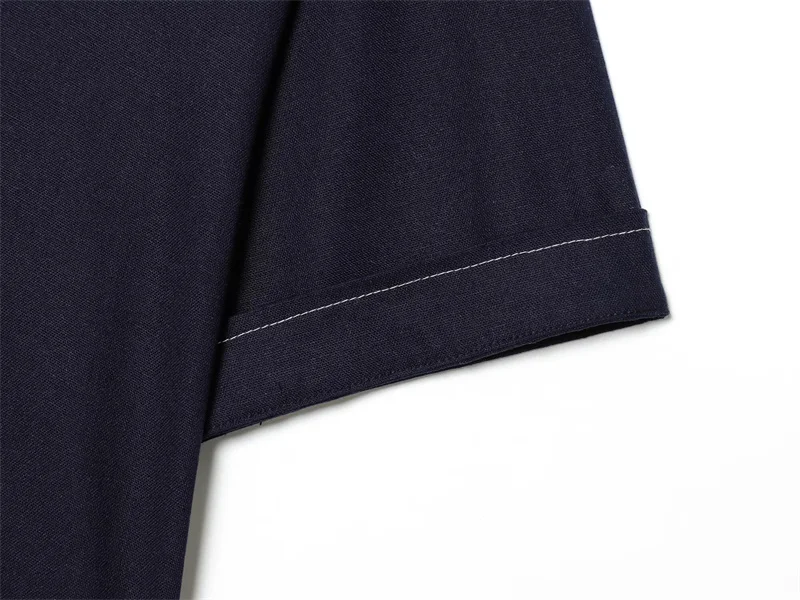 Women's Shirt 2026 Summer New Style Navy Short Sleeve Turn-Down Collar with Line Decoration Simple Pullover Shirt Fashionable
