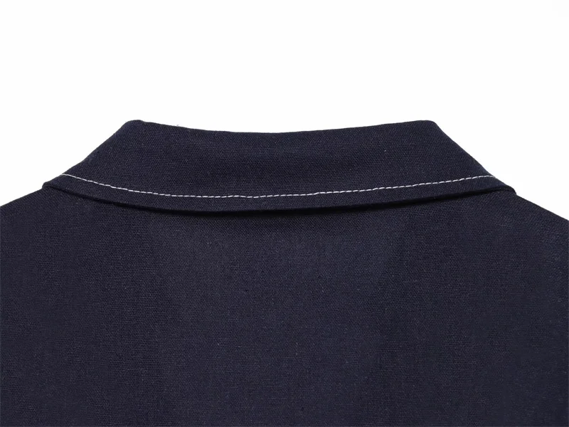 Women's Shirt 2026 Summer New Style Navy Short Sleeve Turn-Down Collar with Line Decoration Simple Pullover Shirt Fashionable