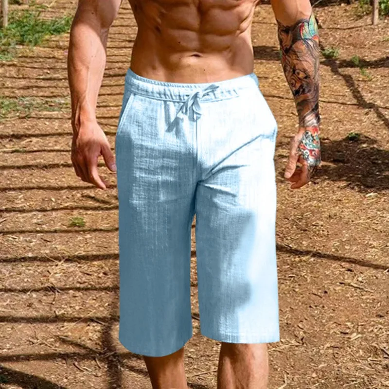 Summer New Men's Cotton Linen Shorts Men's Sports Straight Leg Cool Breathable Shorts New Fashion Trend Casual Streetwear S-3XL