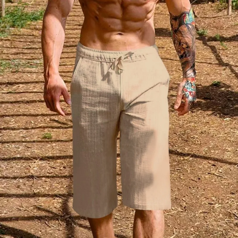 Summer New Men's Cotton Linen Shorts Men's Sports Straight Leg Cool Breathable Shorts New Fashion Trend Casual Streetwear S-3XL