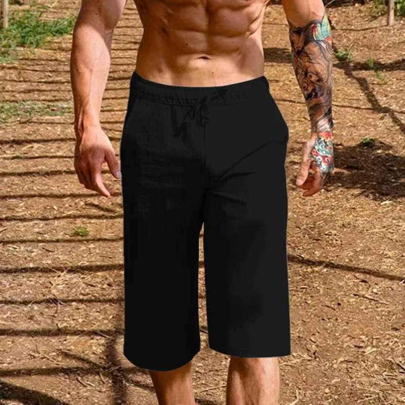 Summer New Men's Cotton Linen Shorts Men's Sports Straight Leg Cool Breathable Shorts New Fashion Trend Casual Streetwear S-3XL