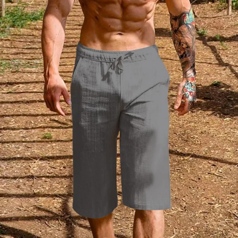 Summer New Men's Cotton Linen Shorts Men's Sports Straight Leg Cool Breathable Shorts New Fashion Trend Casual Streetwear S-3XL