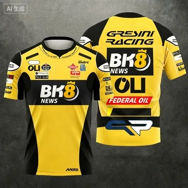 Gresini Racing Theme Short-sleeve T-shirt Casual Round Neck Breathable Top for Sports Enthusiasts