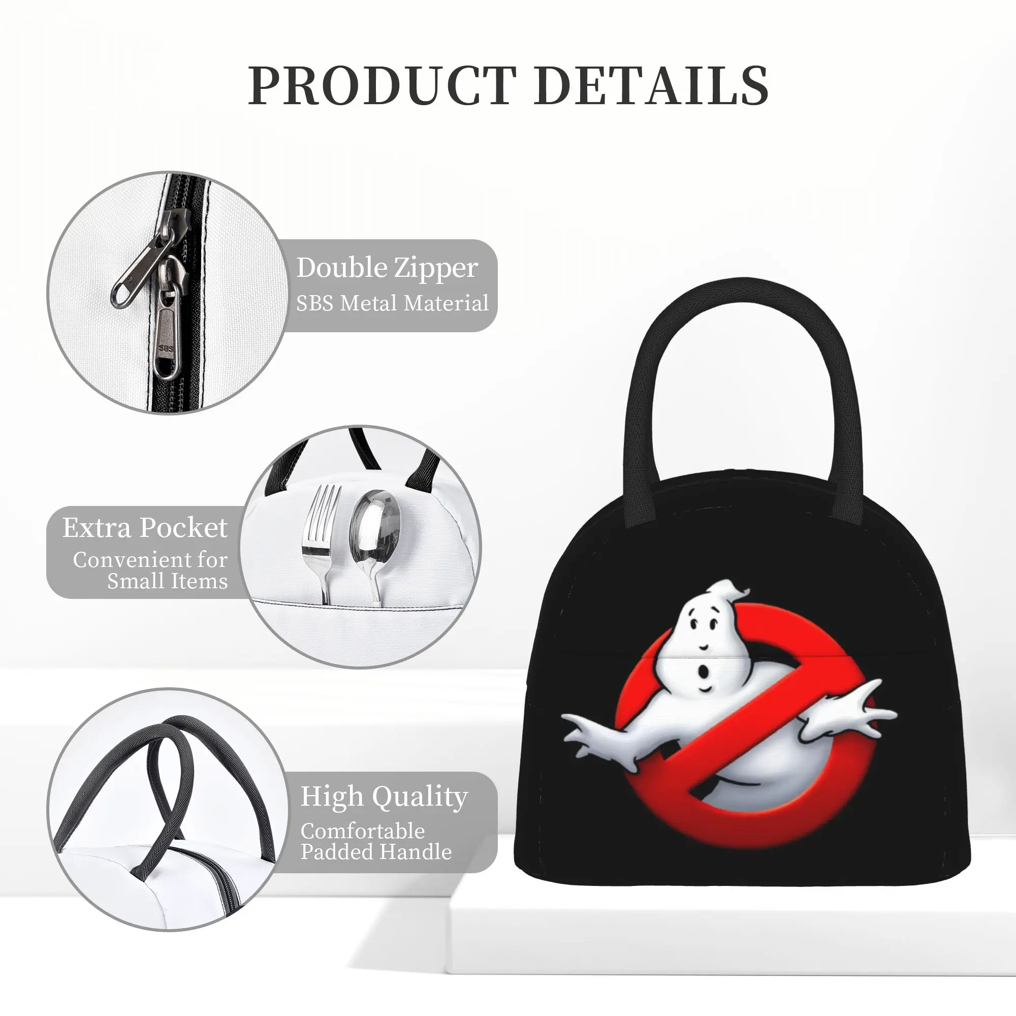 Ghostbuster Insulated Lunch Bag Cooler Bag Reusable,Meal Container High Capacity Tote Lunch Box Food Storage Bags