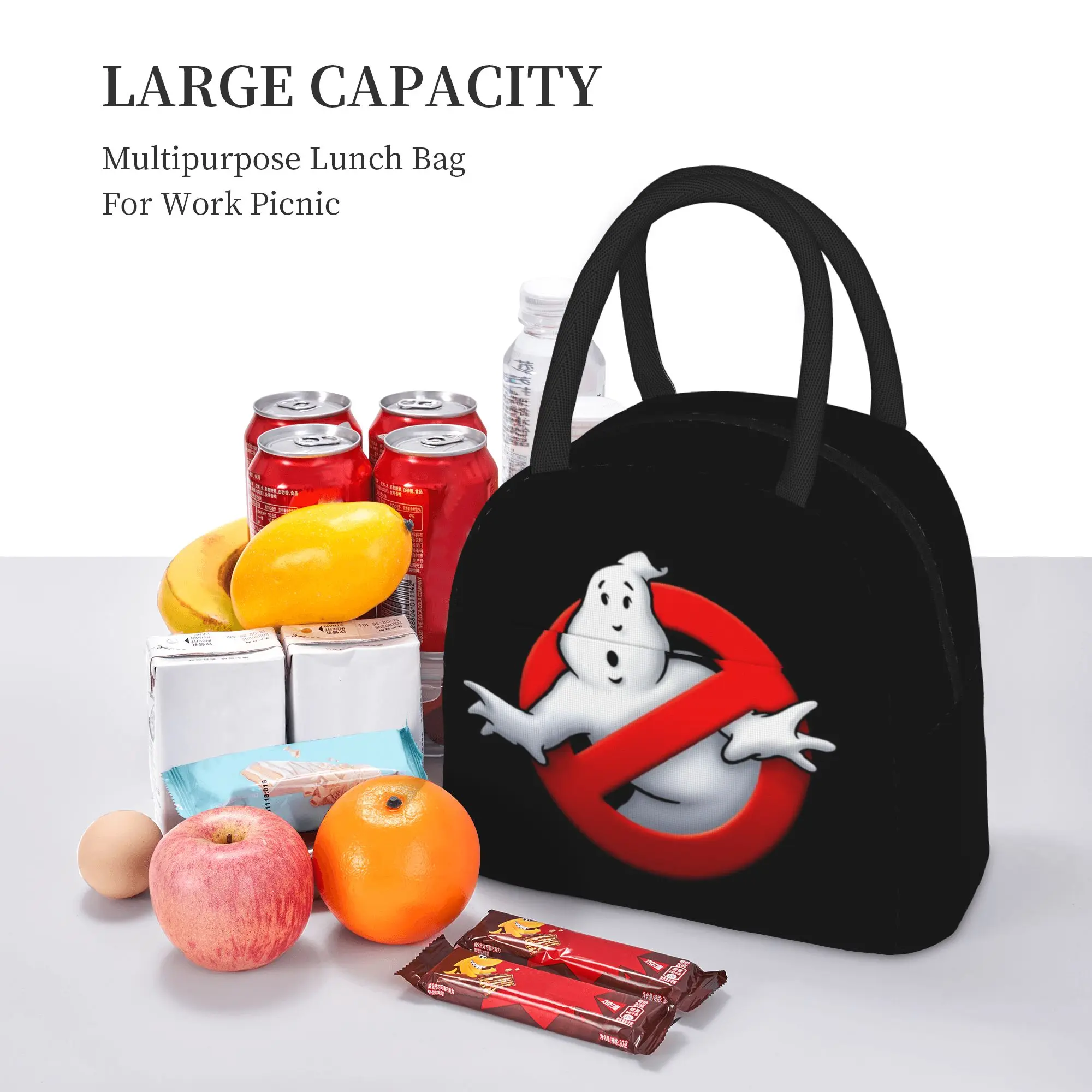 Ghostbuster Insulated Lunch Bag Cooler Bag Reusable,Meal Container High Capacity Tote Lunch Box Food Storage Bags