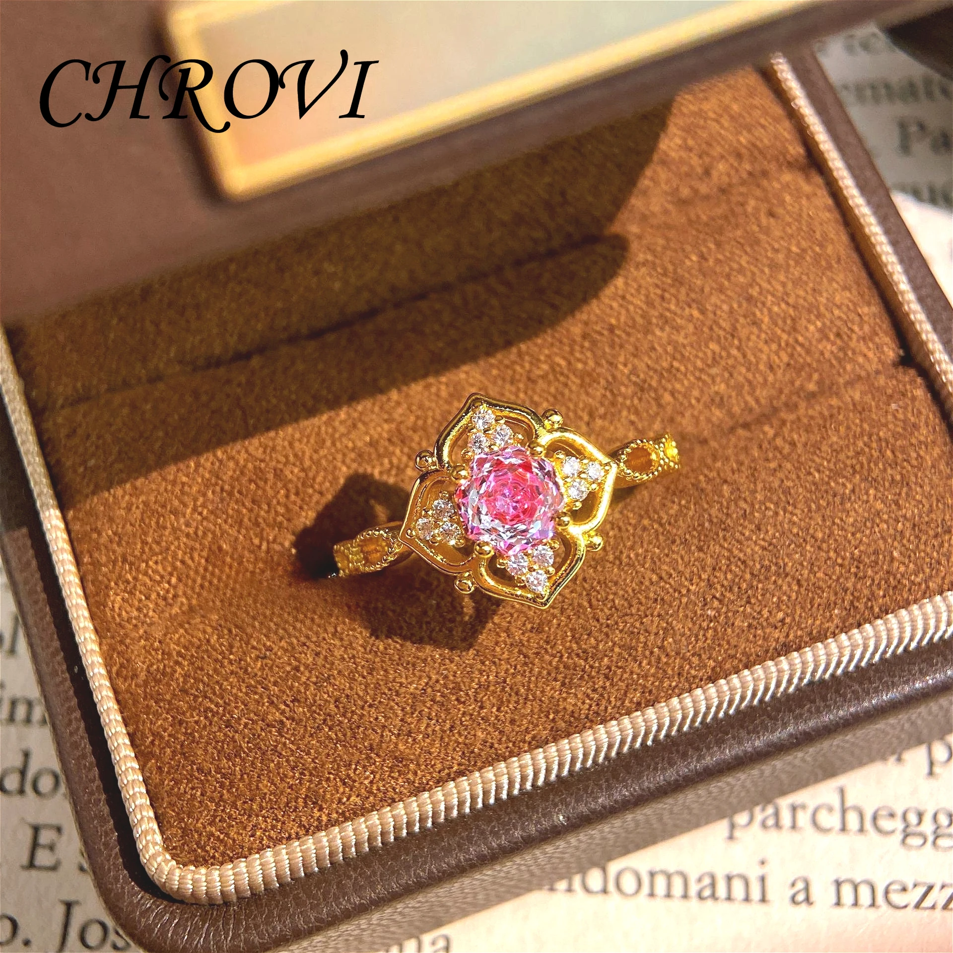 Minimalist 925 Sterling Silver Octagonal Millennium Rose Petal Ring, Light Luxury Gemstone Open Women's Ring, Diamond Ring