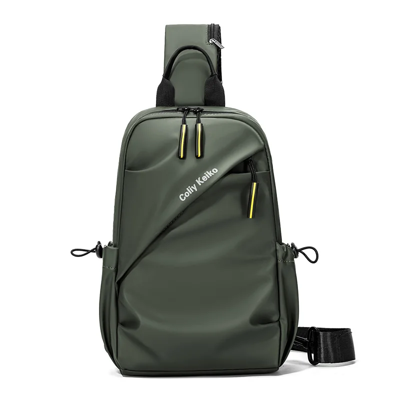 Men's Minimalist Chest Bag PU Film Waterproof Shoulder Bag New Fashionable and Casual Travel Portable Commuting Crossbody Bag
