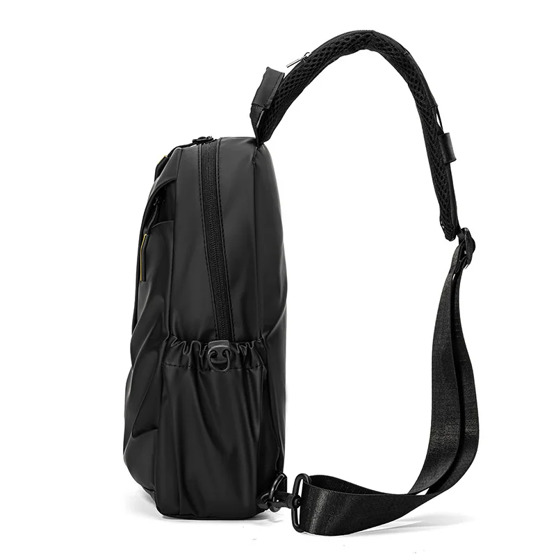 Men's Minimalist Chest Bag PU Film Waterproof Shoulder Bag New Fashionable and Casual Travel Portable Commuting Crossbody Bag