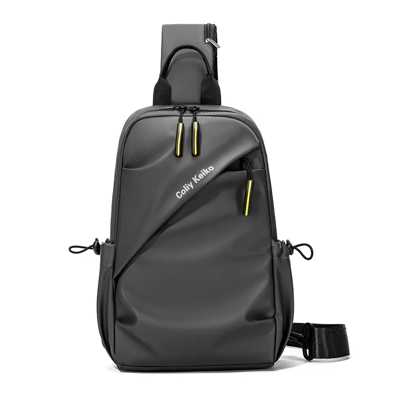 Men's Minimalist Chest Bag PU Film Waterproof Shoulder Bag New Fashionable and Casual Travel Portable Commuting Crossbody Bag